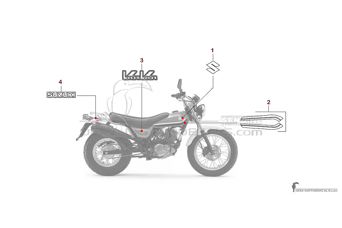 Adesivi per Suzuki RV125 VANVAN 2013 - Rosso • Suzuki Adesivi OEM