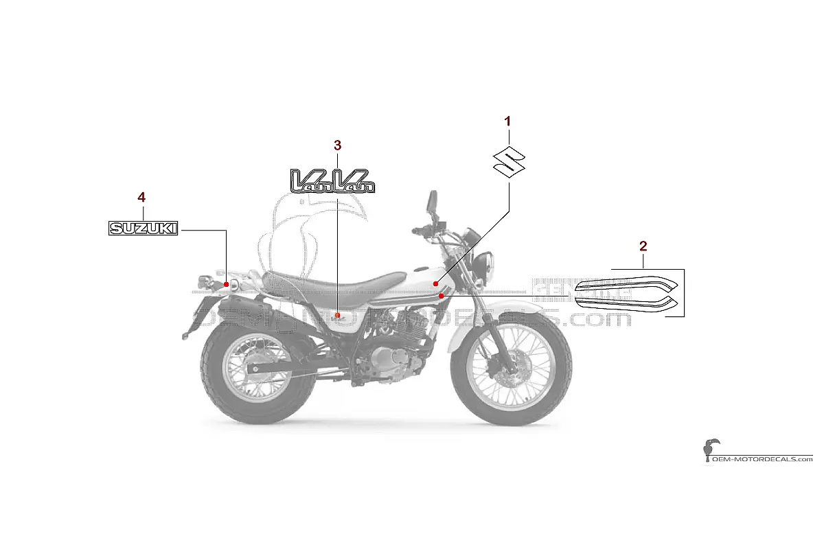 Stickers voor Suzuki RV125 VANVAN 2015 - Wit • Suzuki OEM Stickers