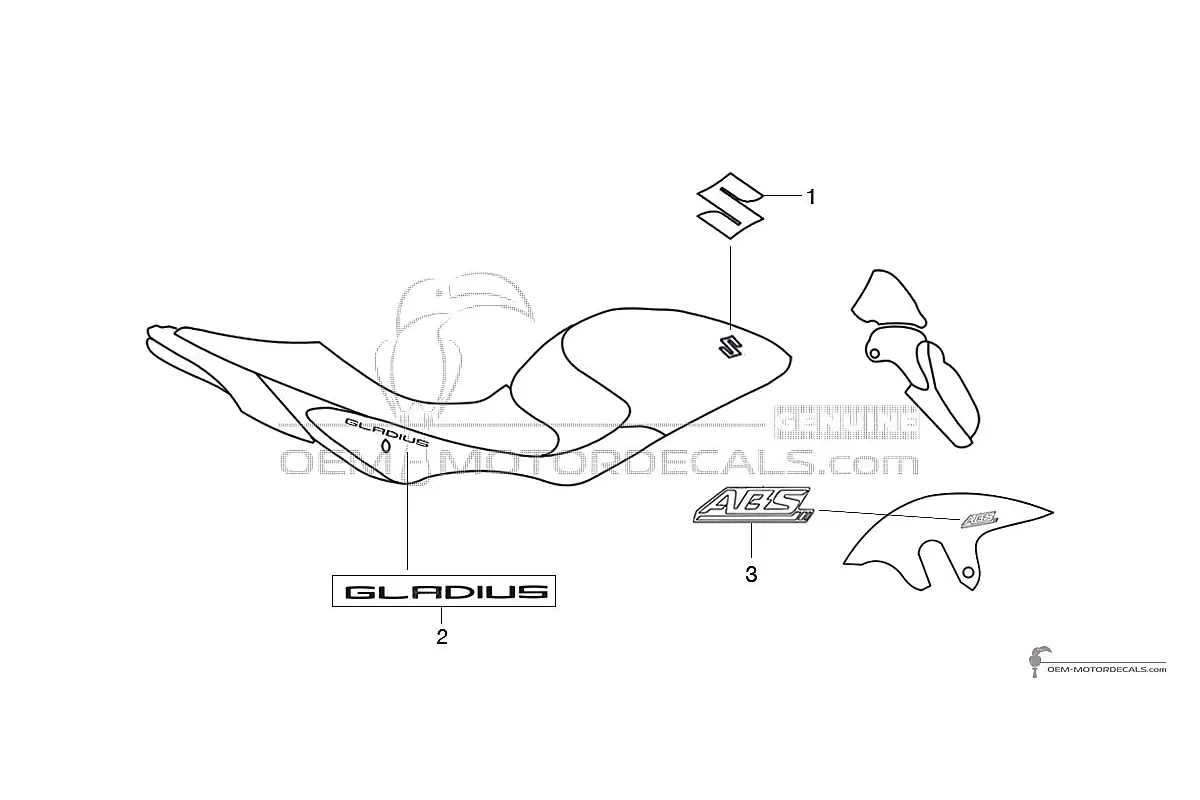 Decals for Suzuki SFV650 GLADIUS 2012 - Black • Suzuki OEM Decals