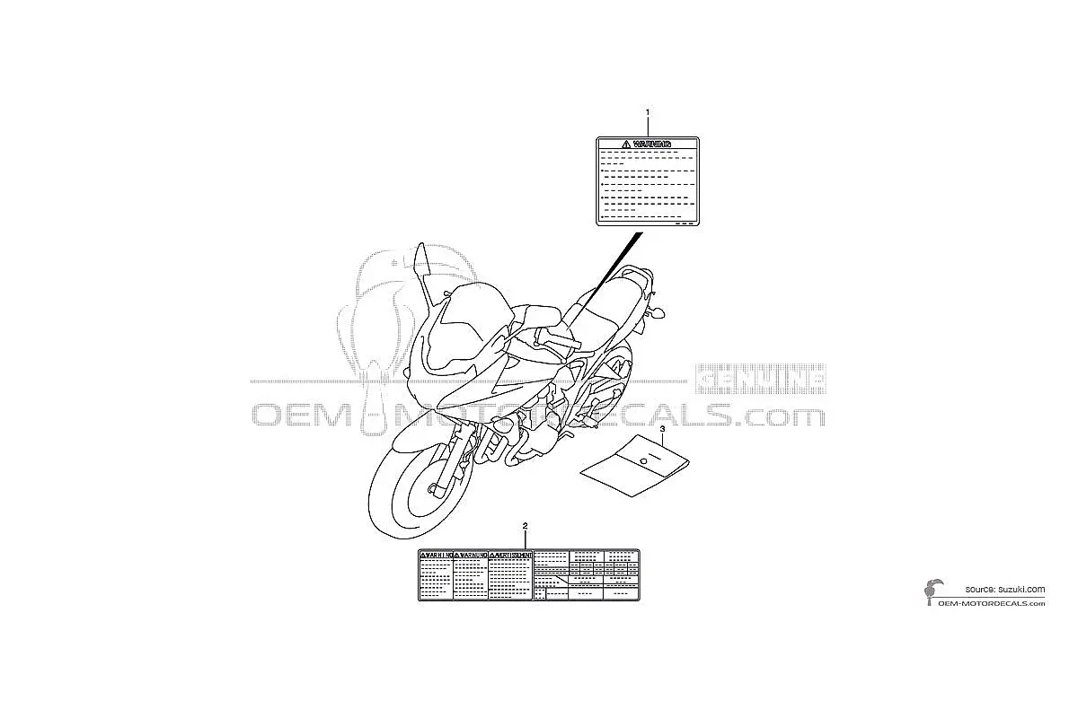 Adesivi per Suzuki SFV650 GLADIUS - Etichette di avvertenza • Suzuki Adesivi OEM