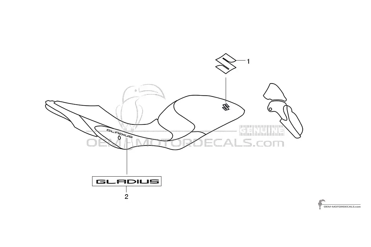 Decals for Suzuki SFV650 GLADIUS 2015 - Black • Suzuki OEM Decals