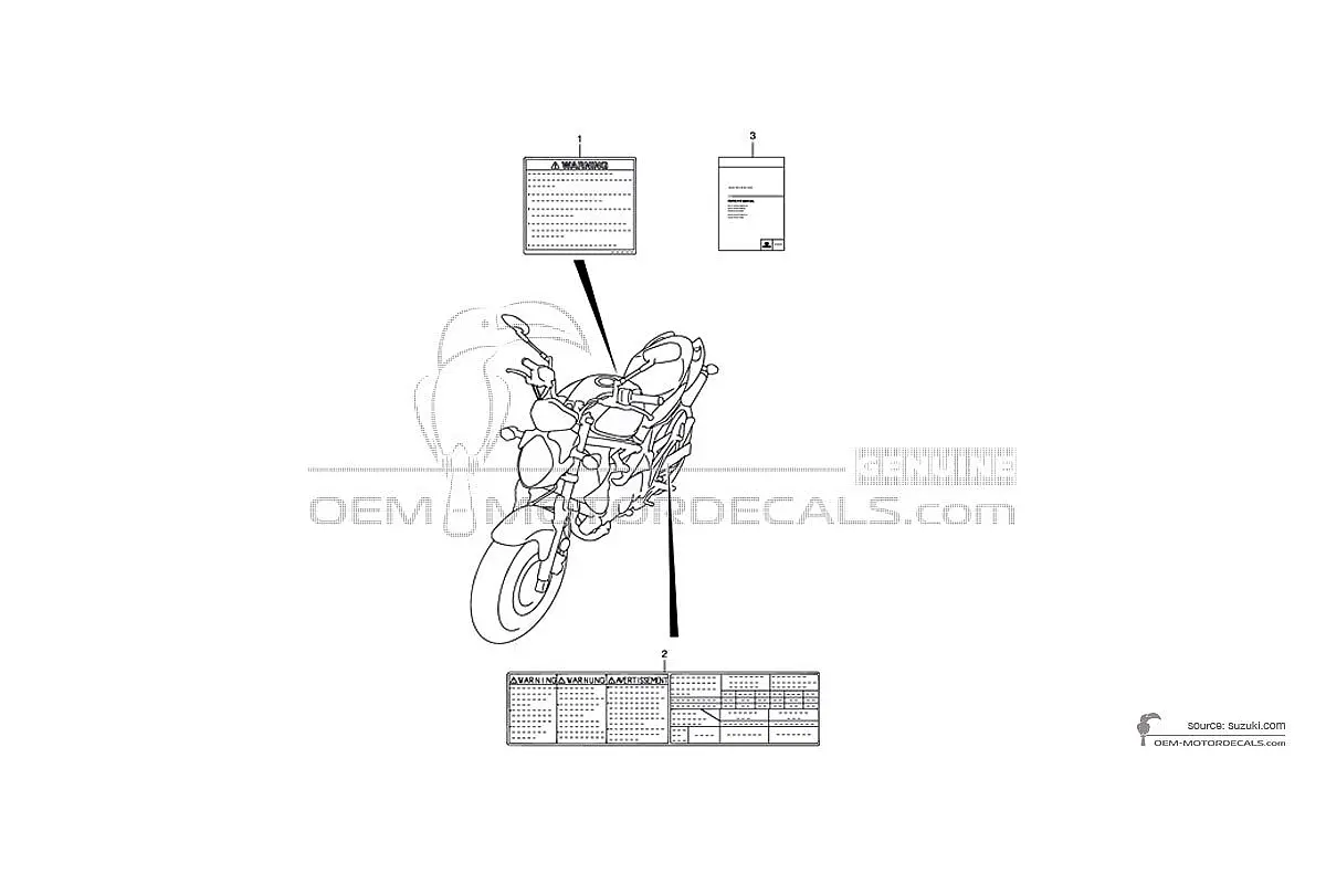 Pegatinas para Suzuki SFV650 GLADIUS - Etiquetas de precaución • Suzuki Pegatinas OEM