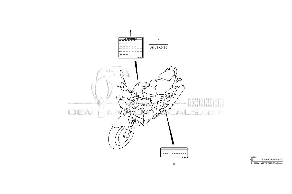 Stickers voor Suzuki SV1000 - Voorzichtigheid labels • Suzuki OEM Stickers
