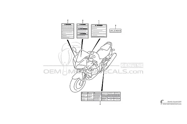 Suzuki SV1000S - Étiquettes de mise en garde