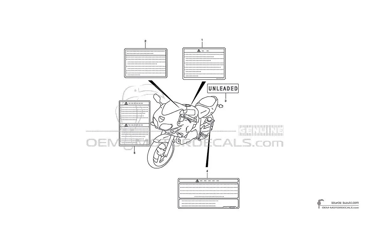 Autocollants pour Suzuki SV650S - Étiquettes de mise en garde • Suzuki Autocollants OEM
