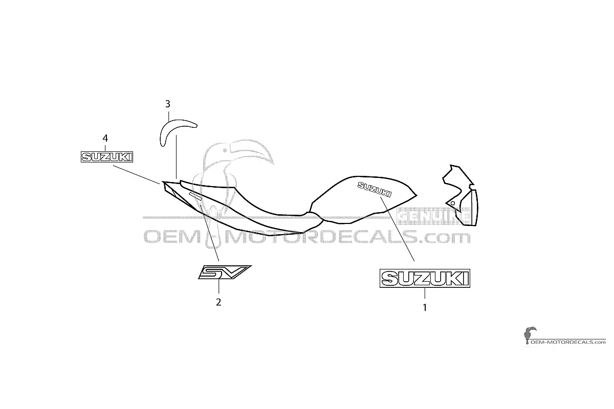 Stickers voor Suzuki SV650 2022 - Zwart • Suzuki OEM Stickers