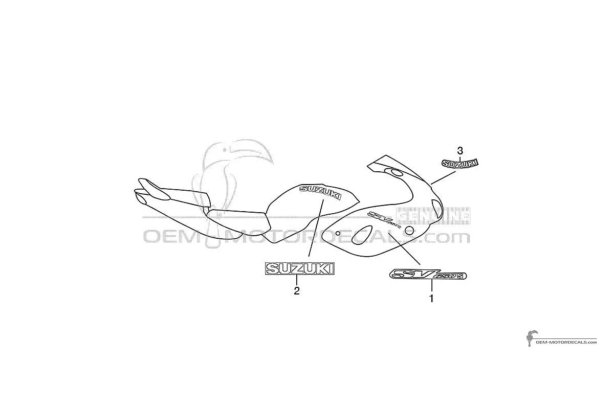 Stickers voor Suzuki SV650S 2001 - Zwart • Suzuki OEM Stickers