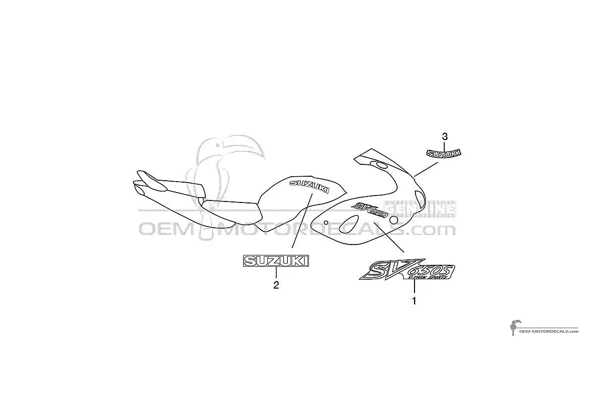 Stickers voor Suzuki SV650S 2002 - Geel • Suzuki OEM Stickers