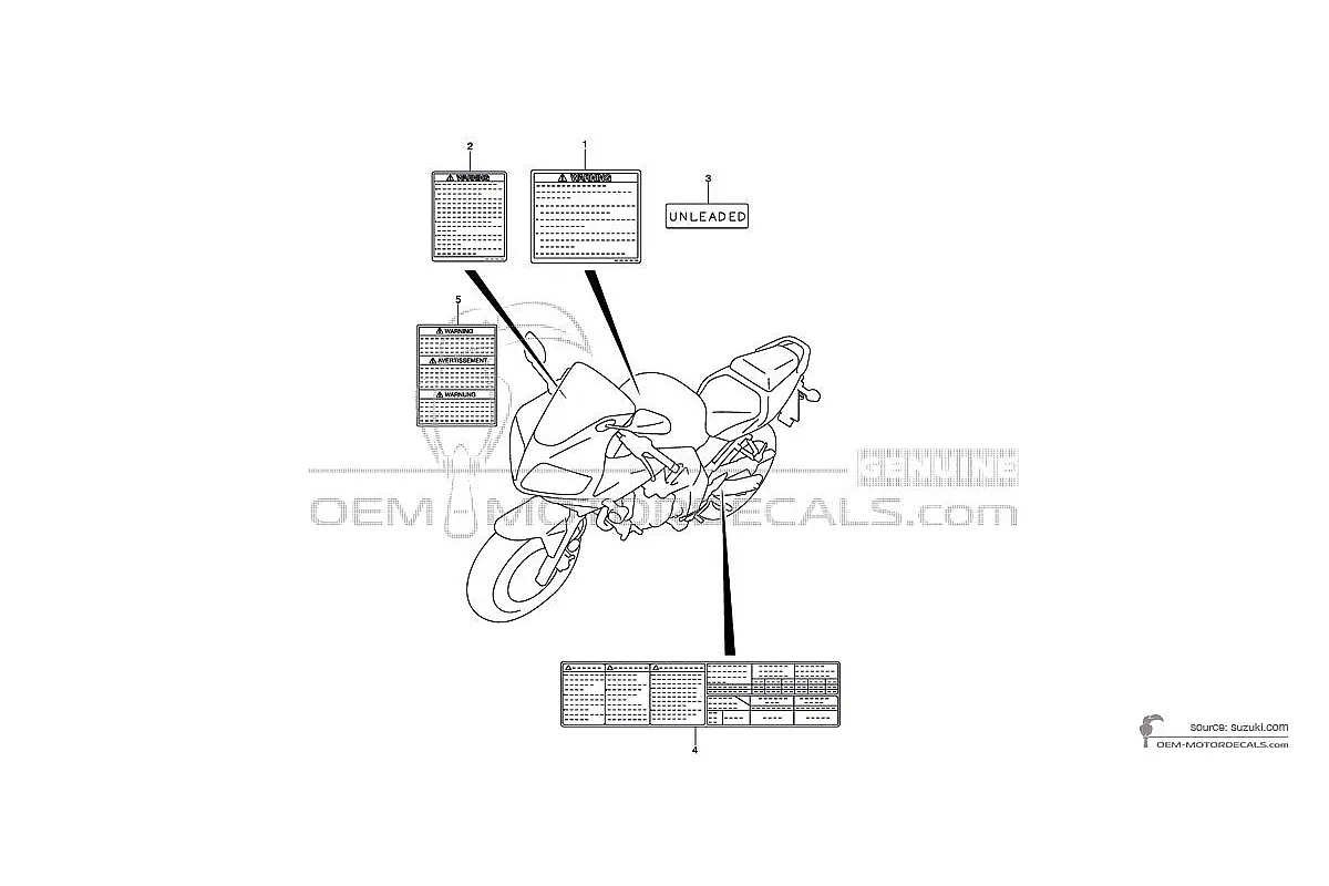 Autocollants pour Suzuki SV650S - Étiquettes de mise en garde • Suzuki Autocollants OEM
