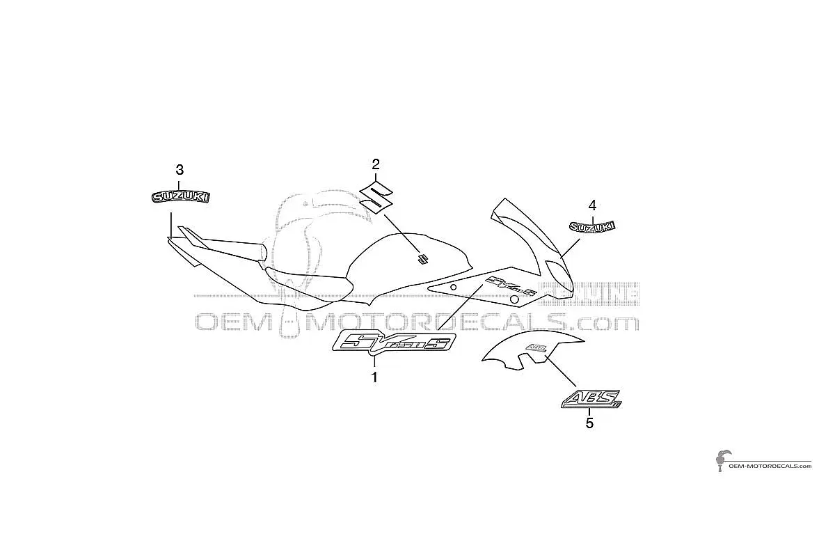 Stickers voor Suzuki SV650S 2010 - Zwart • Suzuki OEM Stickers