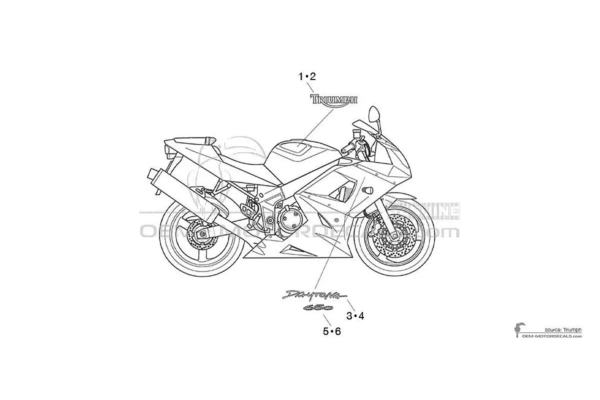 Aufkleber für Triumph DAYTONA 650 2005 - Gelb • Triumph OEM-Aufkleber