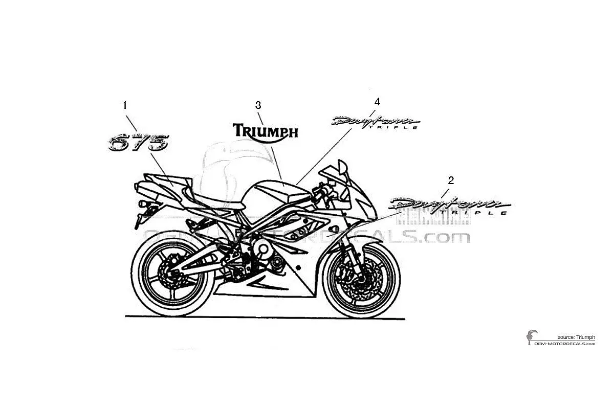 Stickers voor Triumph DAYTONA 675 2007 - Rood • Triumph OEM Stickers