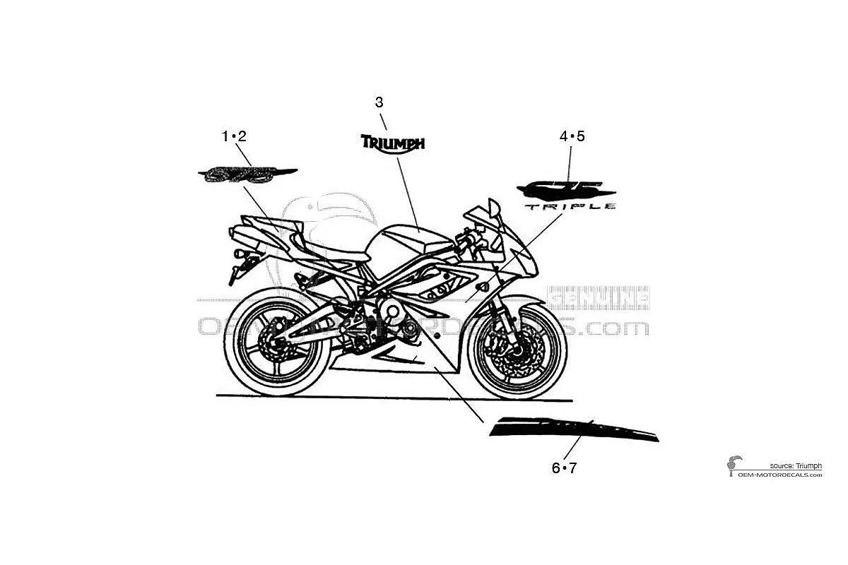 Stickers voor Triumph DAYTONA 675 2009 - Wit • Triumph OEM Stickers