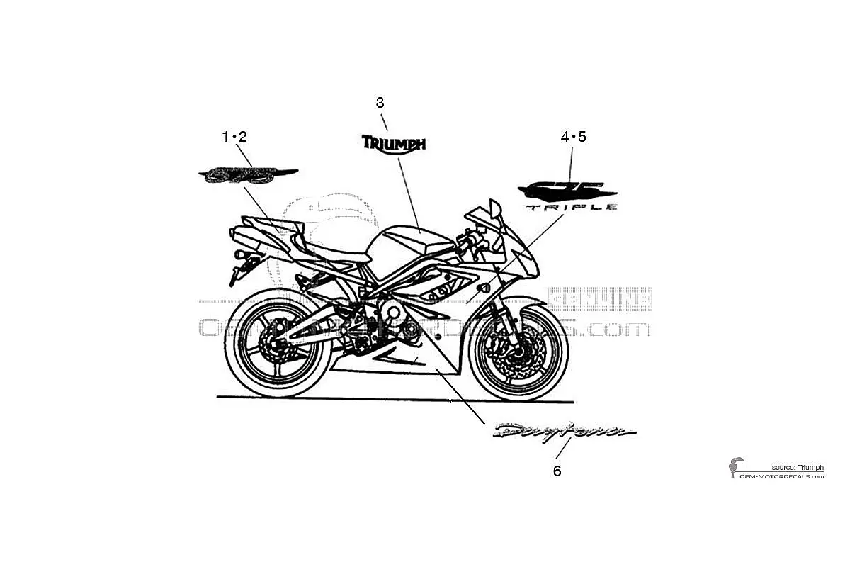 Autocollants pour Triumph DAYTONA 675 2010 - Rouge • Triumph Autocollants OEM