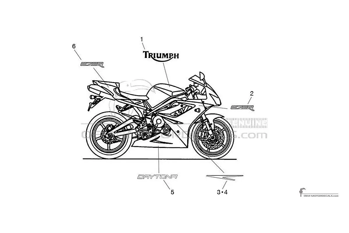 Stickers voor Triumph DAYTONA 675R 2012 - Wit • Triumph OEM Stickers