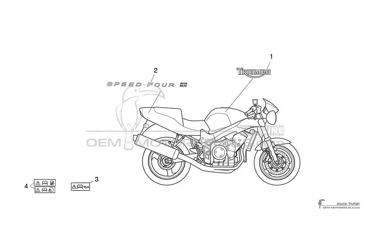 Aufkleber für Triumph SPEED FOUR 2003 - Schwarz • Triumph OEM-Aufkleber