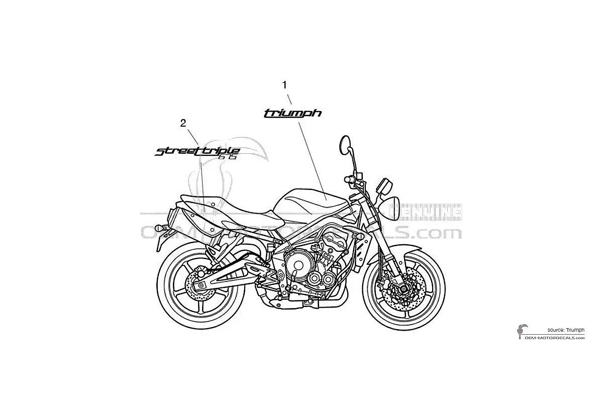 Autocollants pour Triumph STREET TRIPLE 675 2011 - Noir • Triumph Autocollants OEM