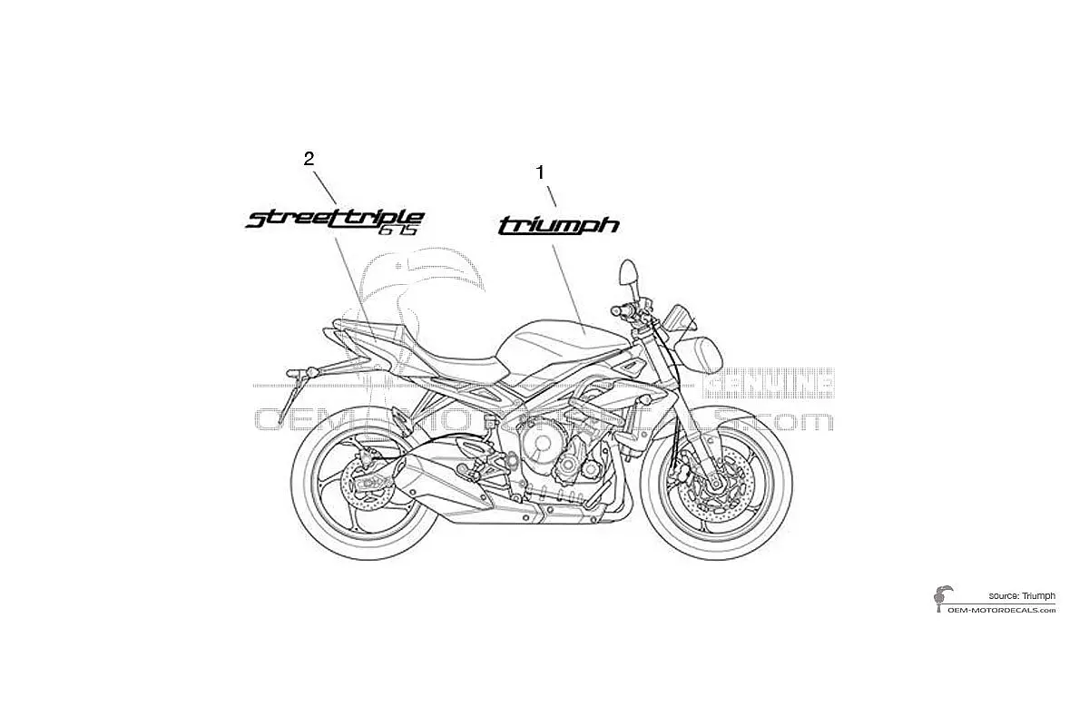 Autocollants pour Triumph STREET TRIPLE 675 2013 - Blanc • Triumph Autocollants OEM