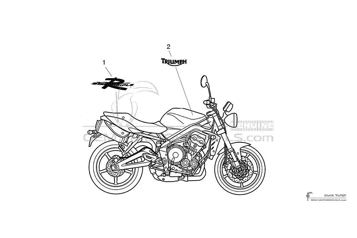 Autocollants pour Triumph STREET TRIPLE 675 R 2011 - Noir • Triumph Autocollants OEM