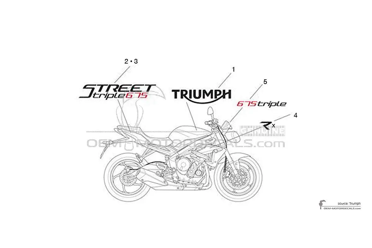 Decals for Triumph STREET TRIPLE 675 RX 2015 - Silver • Triumph OEM Decals