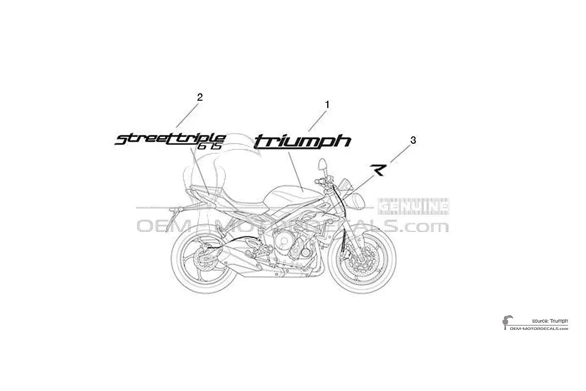 Stickers voor Triumph STREET TRIPLE 675 R 2016 - Wit • Triumph OEM Stickers