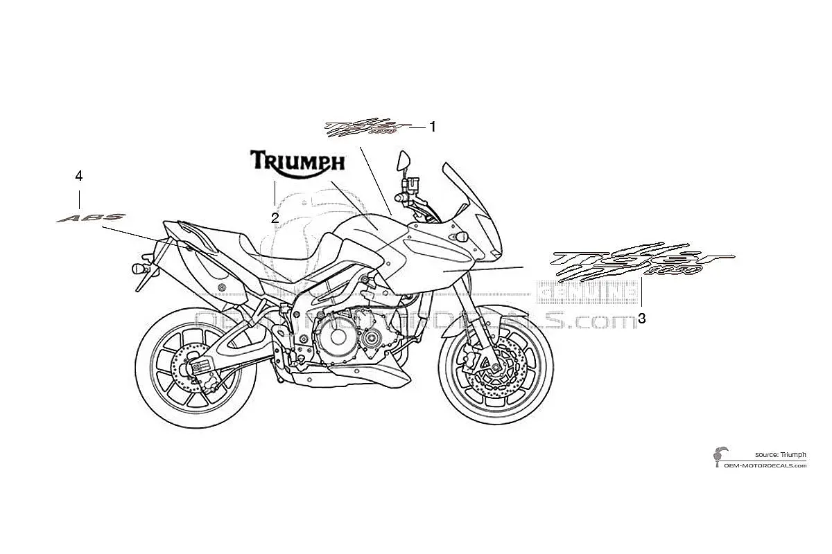 Stickers voor Triumph TIGER 1050SE 2010 - Oranje • Triumph OEM Stickers