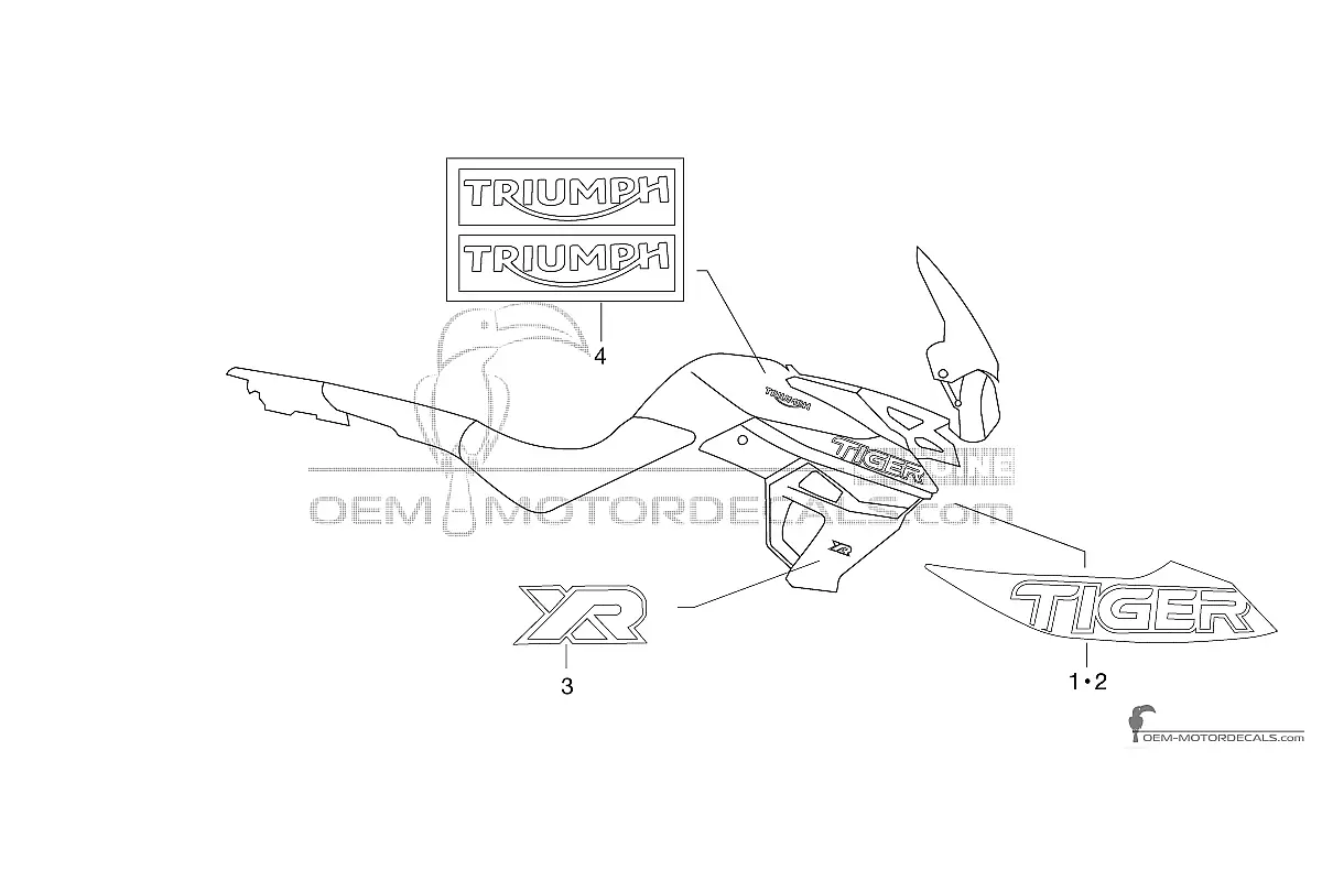 Stickers voor TRIUMPH TIGER 800XR 2020 - Wit • Triumph OEM Stickers