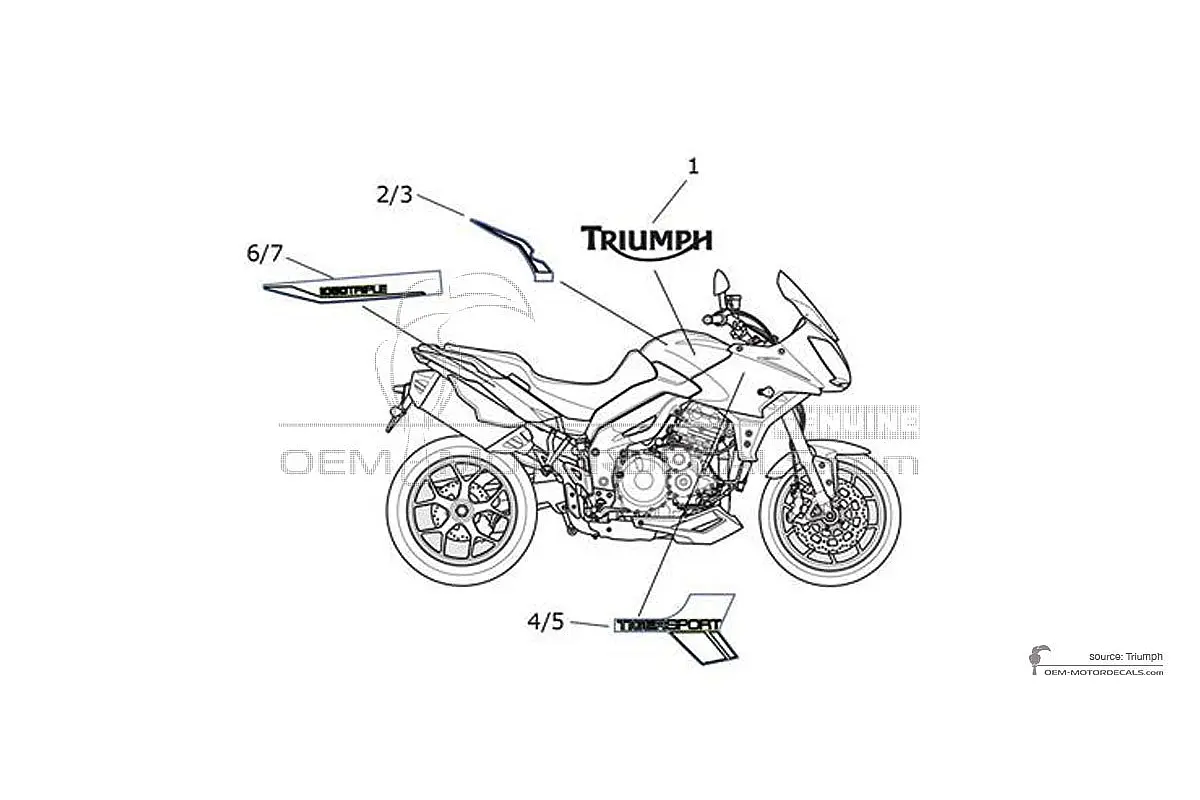 Pegatinas para Triumph TIGER SPORT 1050 2013 - Blanco • Triumph Pegatinas OEM