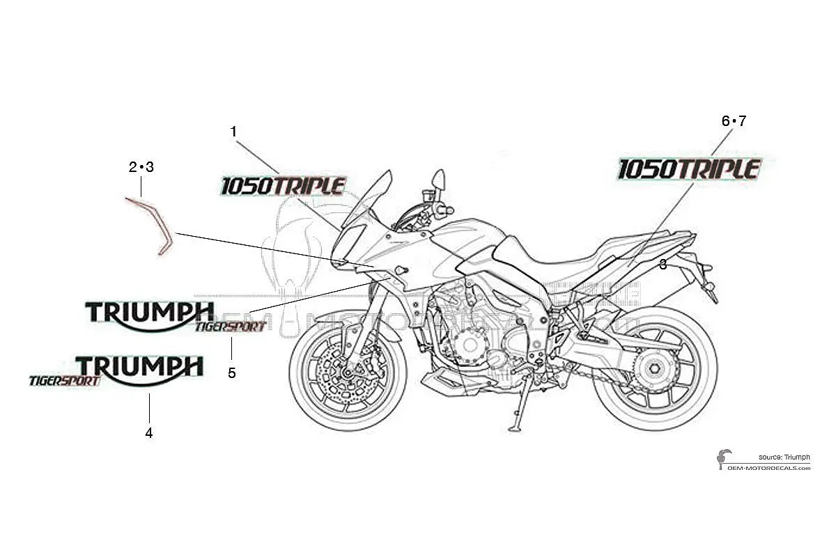 Pegatinas para Triumph TIGER SPORT 1050 2015 - Blanco • Triumph Pegatinas OEM