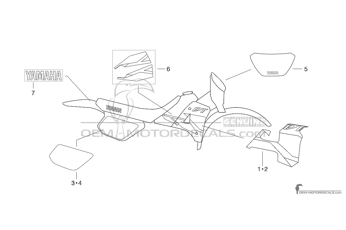 Stickers voor Yamaha DT125R 2002 - Zwart • Yamaha OEM Stickers