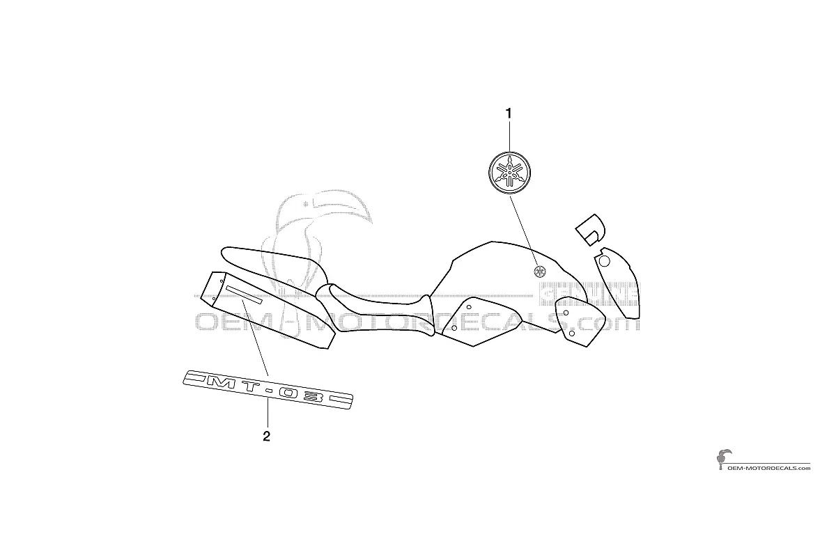 Autocollants pour Yamaha MT03 2007 - Orangé • Yamaha Autocollants OEM