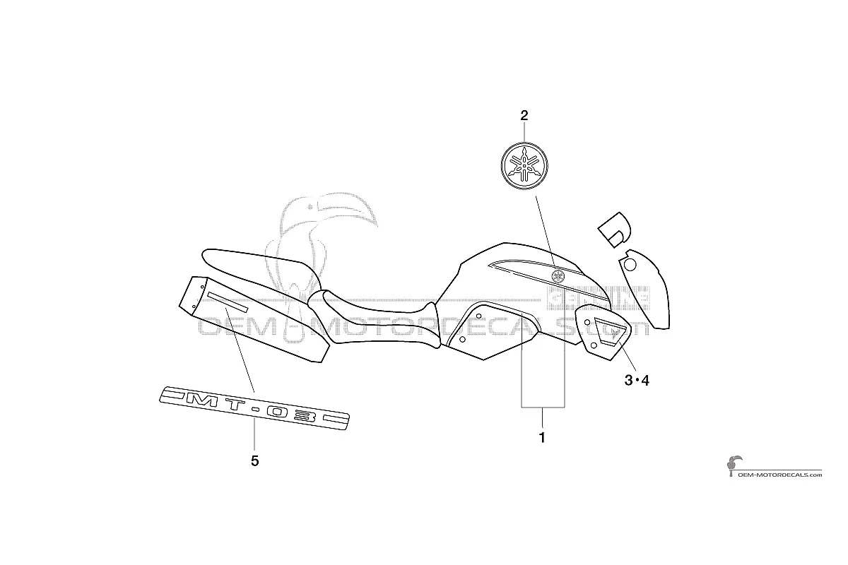 Autocollants pour Yamaha MT03 2009 - Jaune • Yamaha Autocollants OEM