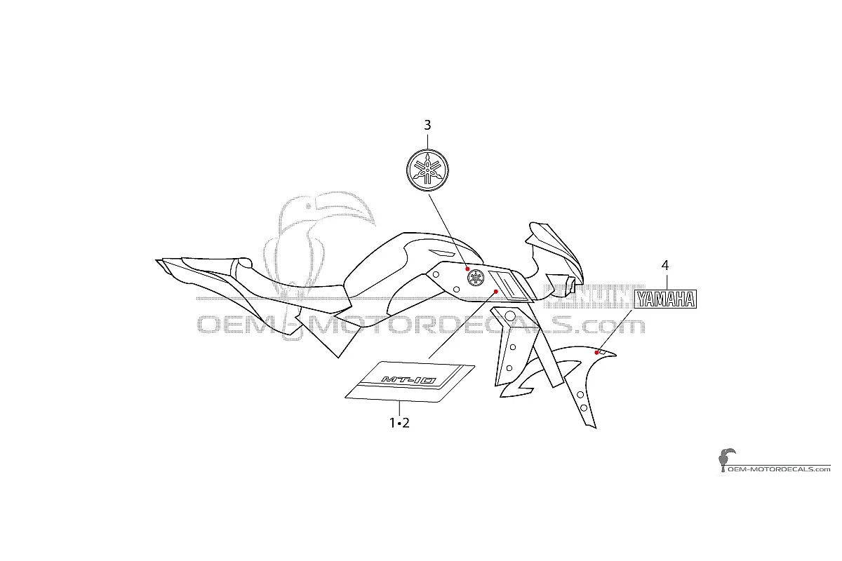 Naklejki do Yamaha MT10 2024 - Ciemnoszary • Yamaha Naklejki OEM