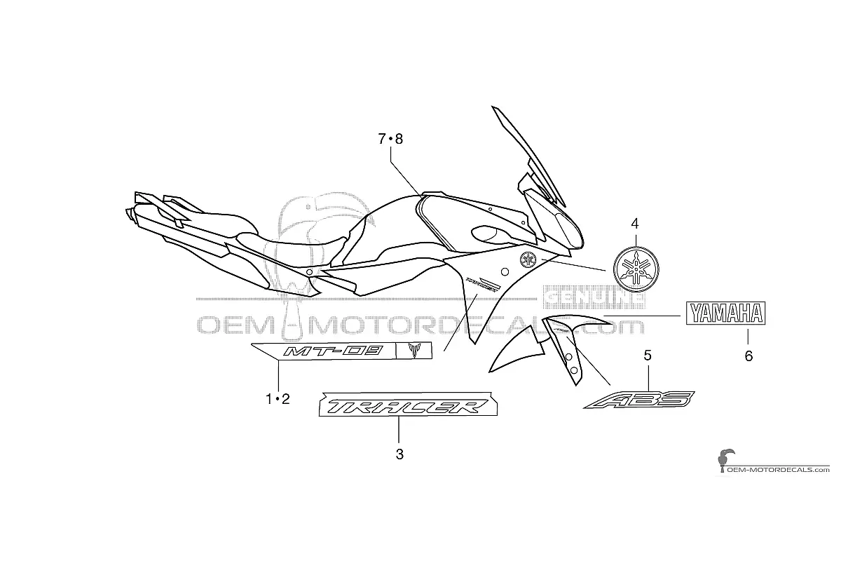 Pegatinas para Yamaha TRACER 900 2017 - Azul • Yamaha Pegatinas OEM