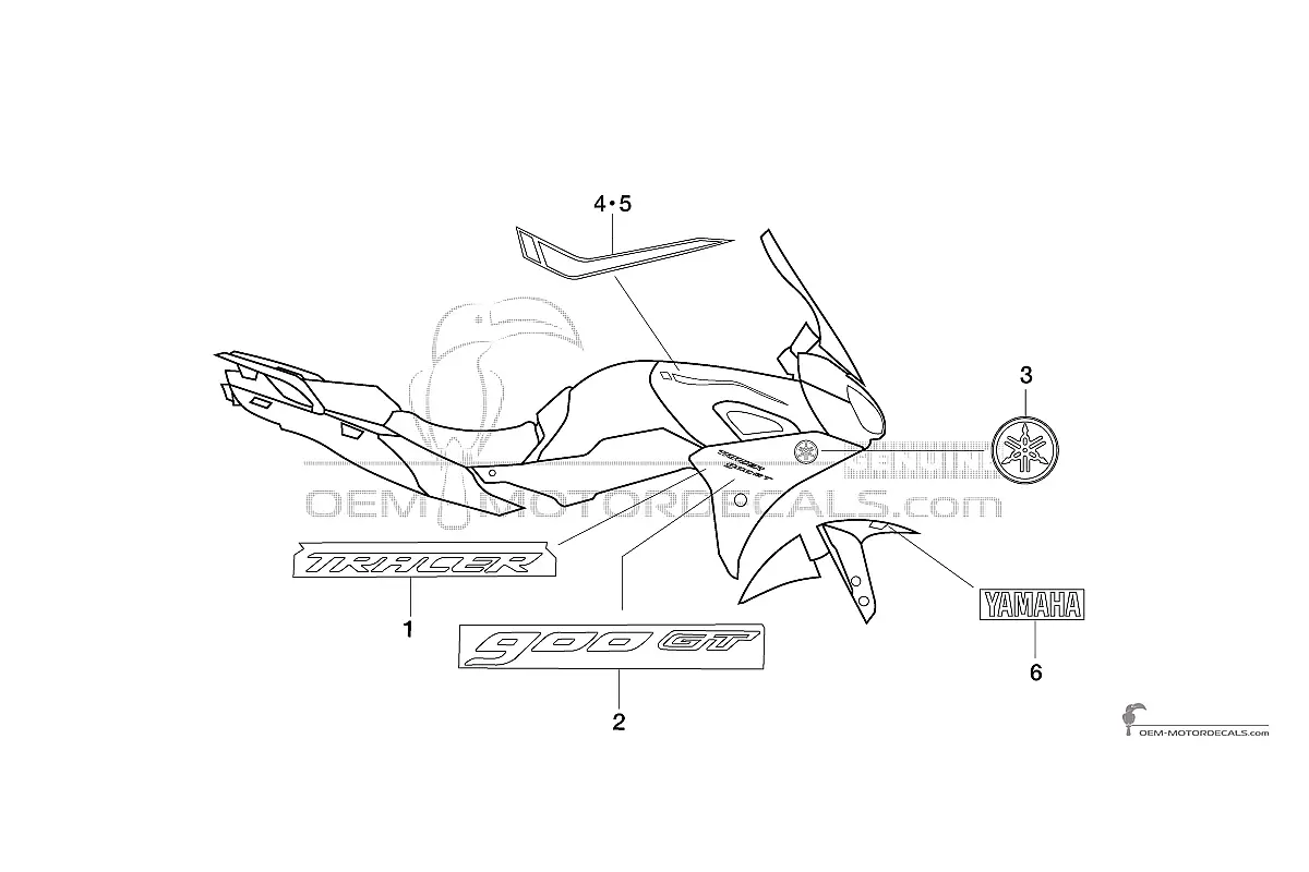 Stickers voor Yamaha TRACER 900 GT 2018 - Grijs • Yamaha OEM Stickers