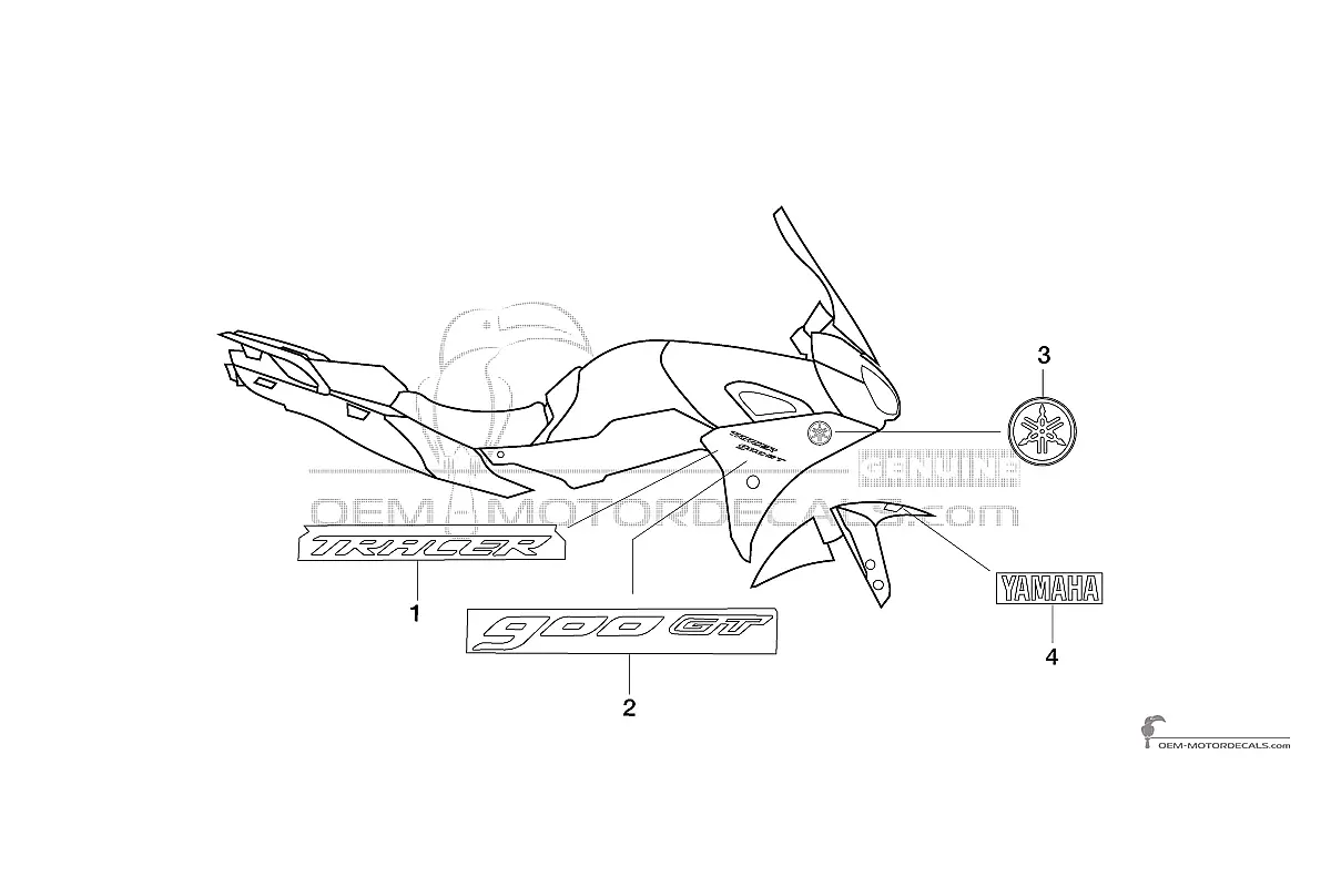 Aufkleber für Yamaha TRACER 900 GT 2018 - Blau • Yamaha OEM-Aufkleber