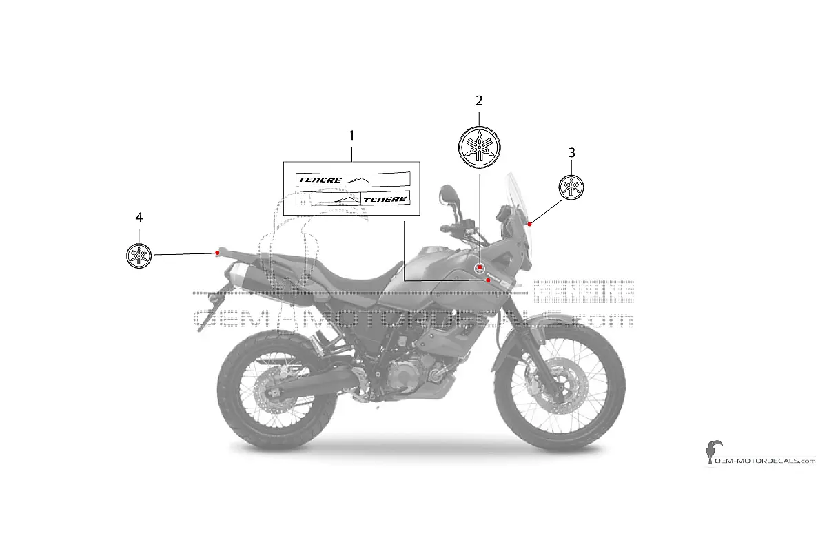 Decals for Yamaha XT660Z Tenere 2009 - Red • Yamaha OEM Decals