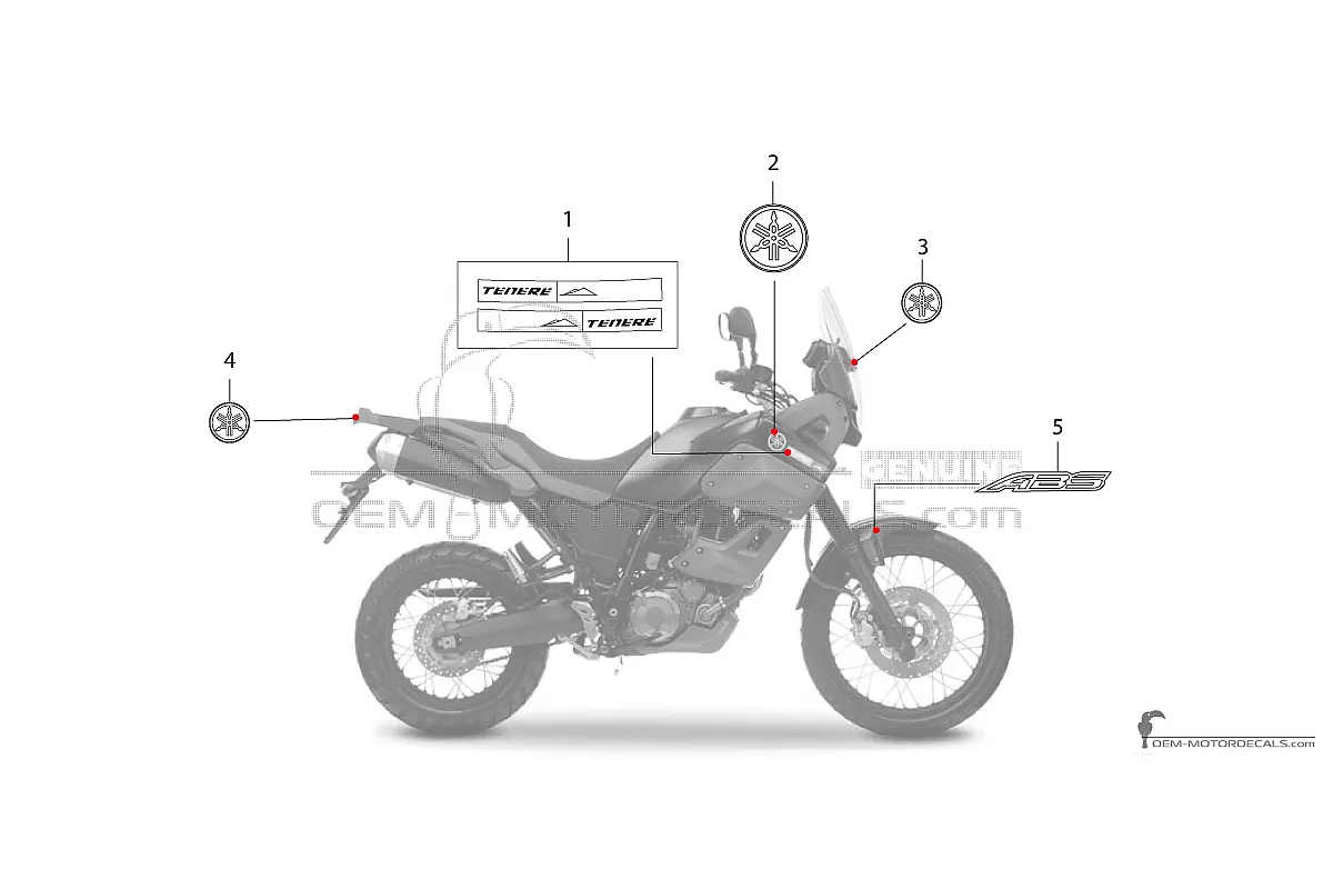 Decals for Yamaha XT660Z Tenere 2010 - Black • Yamaha OEM Decals