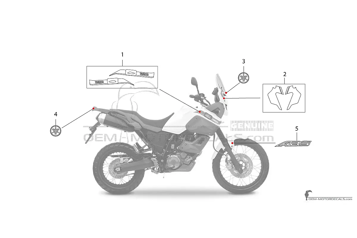 Autocollants pour Yamaha XT660Z Tenere 2012 - Blanc • Yamaha Autocollants OEM