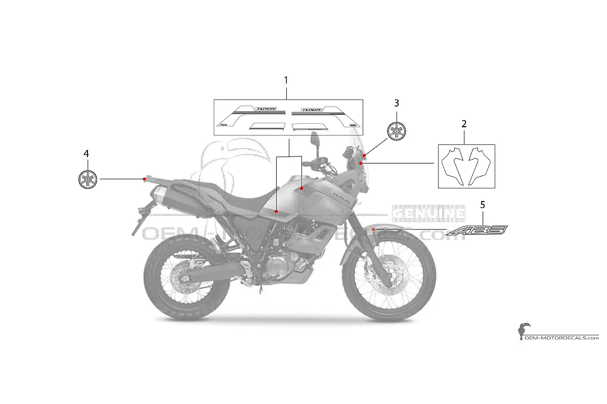 Stickers voor Yamaha XT660Z Tenere 2013 - Grijs • Yamaha OEM Stickers