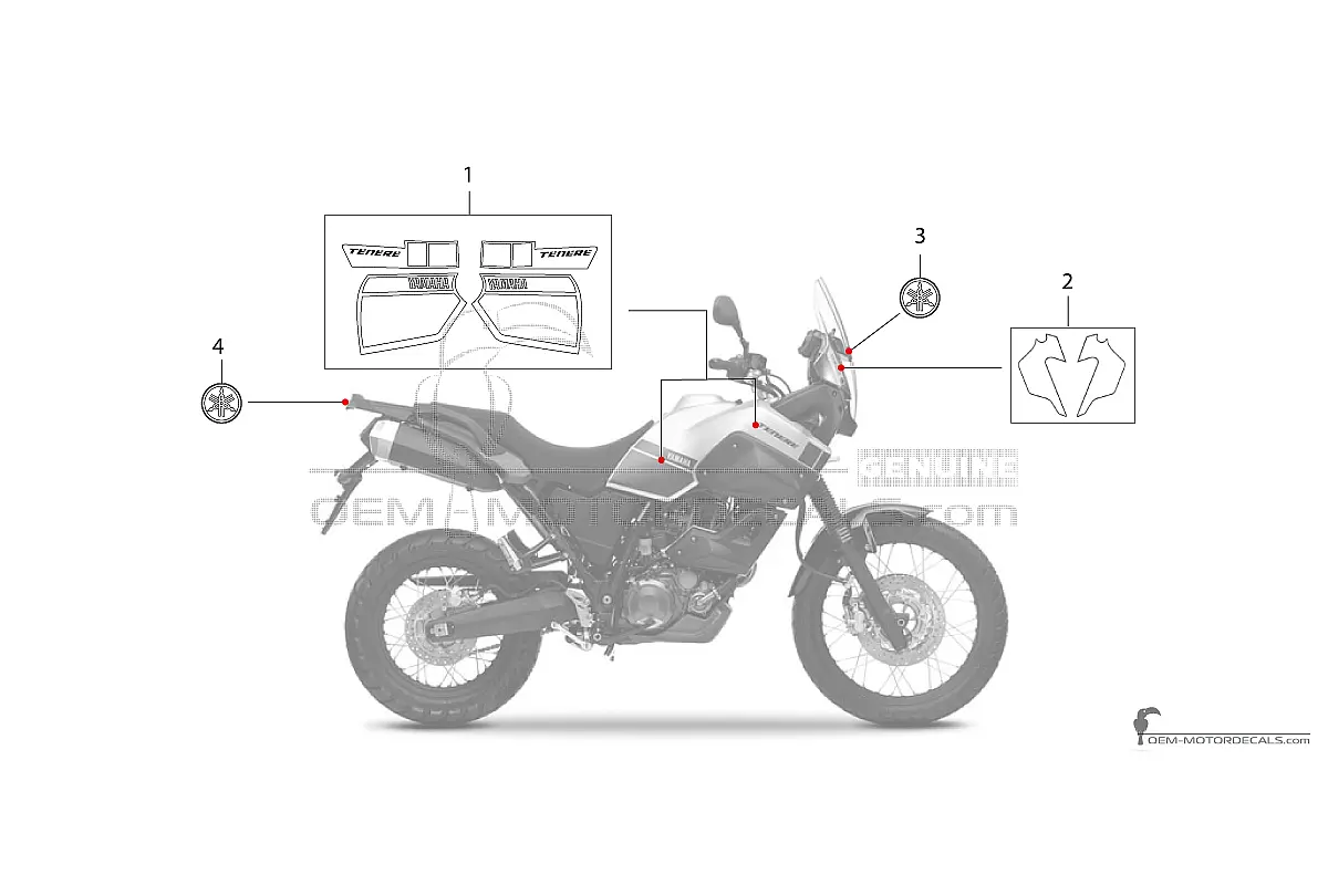 Autocollants pour Yamaha XT660Z Tenere 2015 - Blanc • Yamaha Autocollants OEM