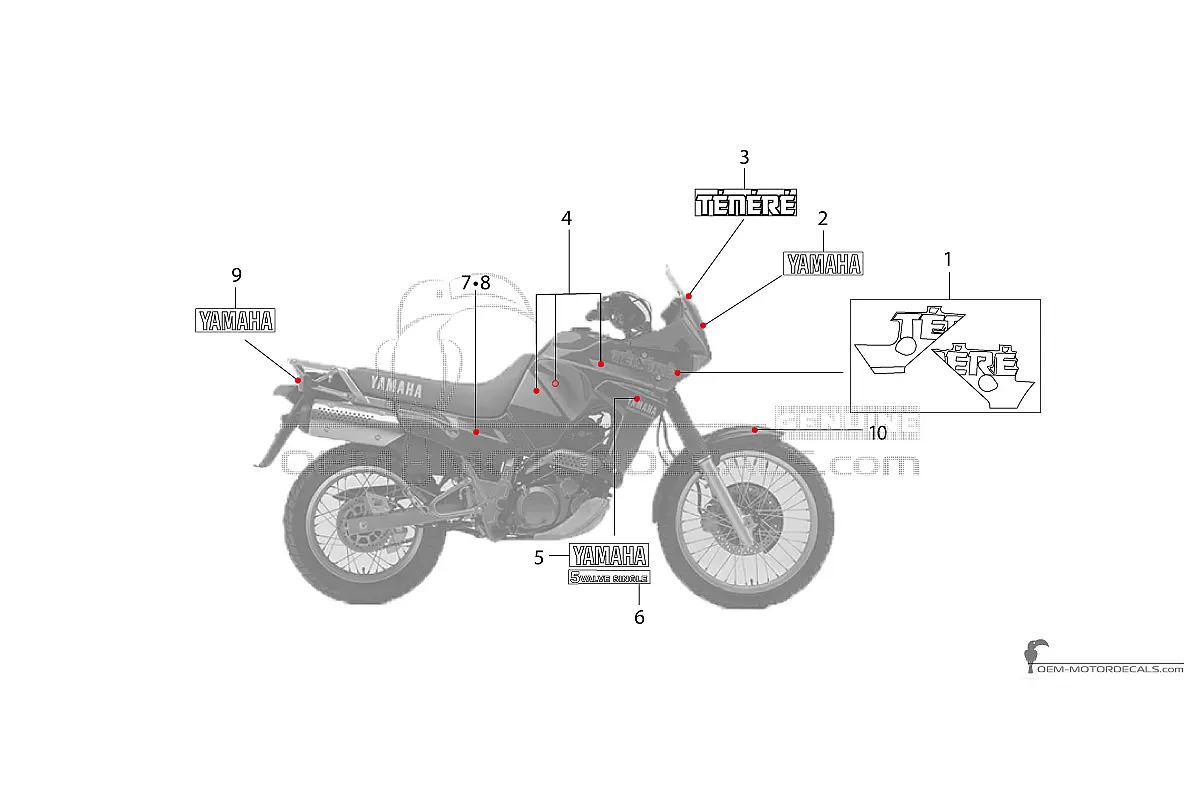 Stickers voor Yamaha XTZ660 TENERE 1993 - Zwart • Yamaha OEM Stickers