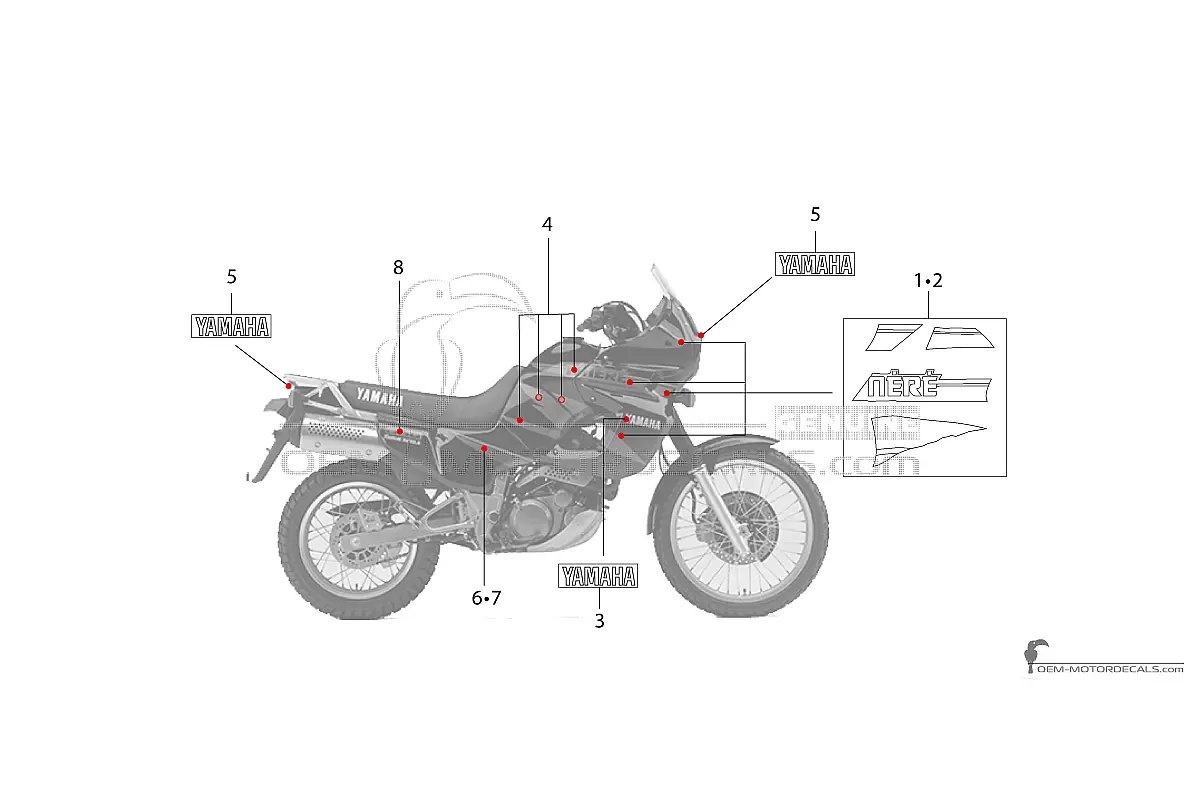 Aufkleber für Yamaha XTZ660 TENERE 1994 - Schwarz • Yamaha OEM-Aufkleber