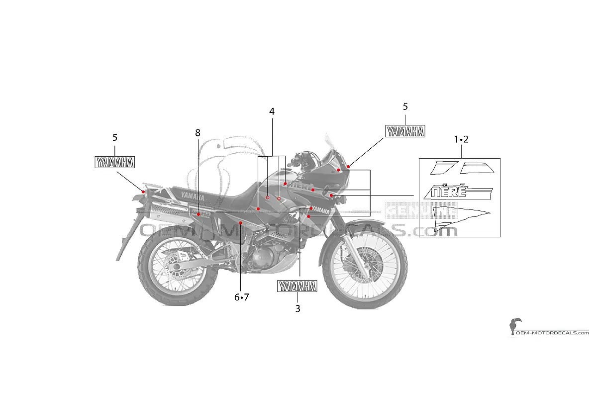 Stickers voor Yamaha XTZ660 TENERE 1996 - Blauw • Yamaha OEM Stickers