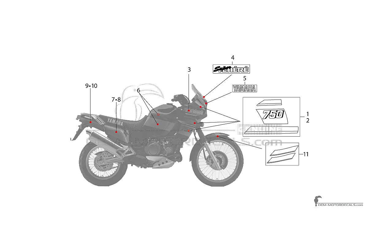 Decals for Yamaha XTZ750 Super Tenere 1990 - Black • Yamaha OEM Decals