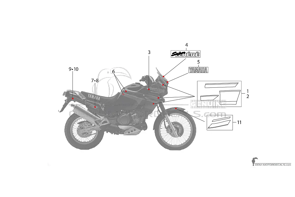 Naklejki do Yamaha XTZ750 Super Tenere 1991 - Czarny • Yamaha Naklejki OEM