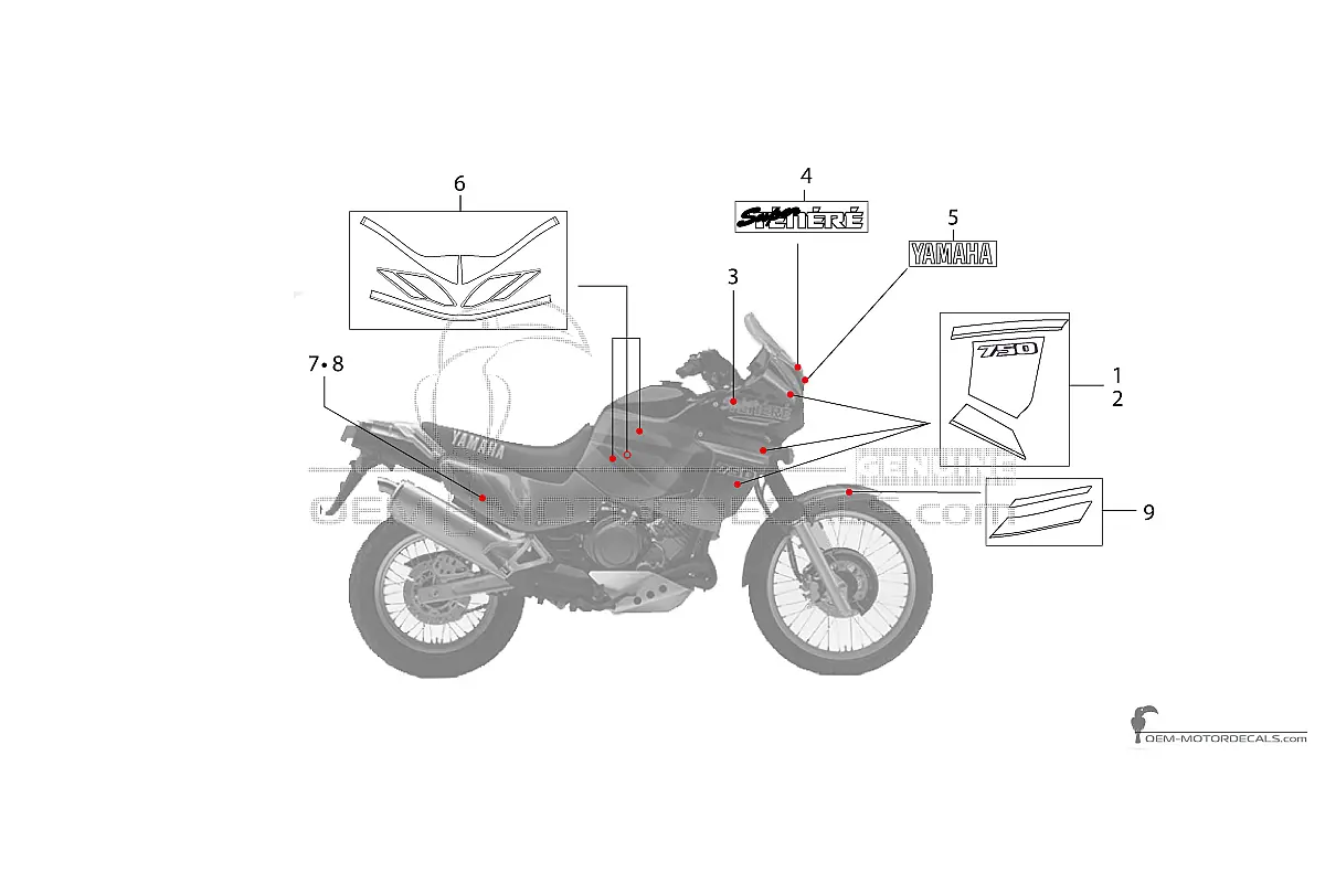 Stickers voor Yamaha XTZ750 Super Tenere 1992 - Blauw • Yamaha OEM Stickers