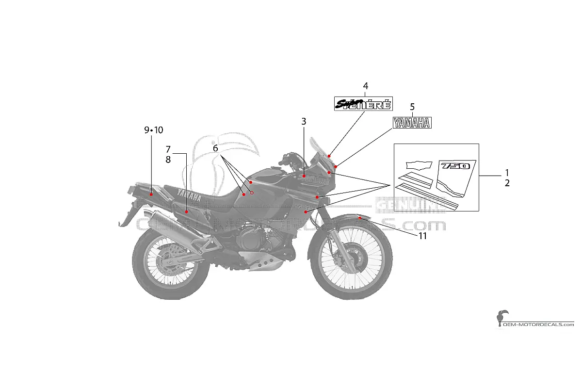 Stickers voor Yamaha XTZ750 Super Tenere 1994 - Blauw • Yamaha OEM Stickers