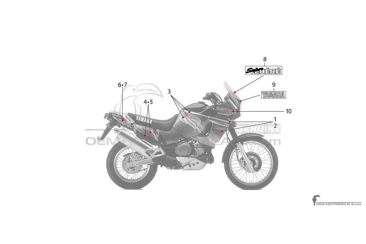 Aufkleber für Yamaha XTZ750 Super Tenere 1995 - Rot • Yamaha OEM-Aufkleber