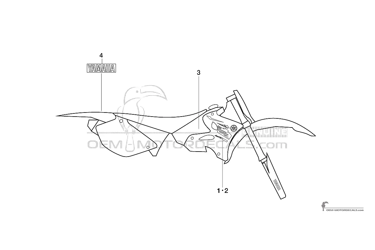 Adesivi per Yamaha YZ125 2012 - Blu • Yamaha Adesivi OEM